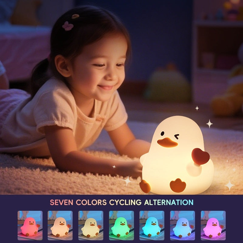 Love Duck Small Night Lamp Colorful Timing Night Light