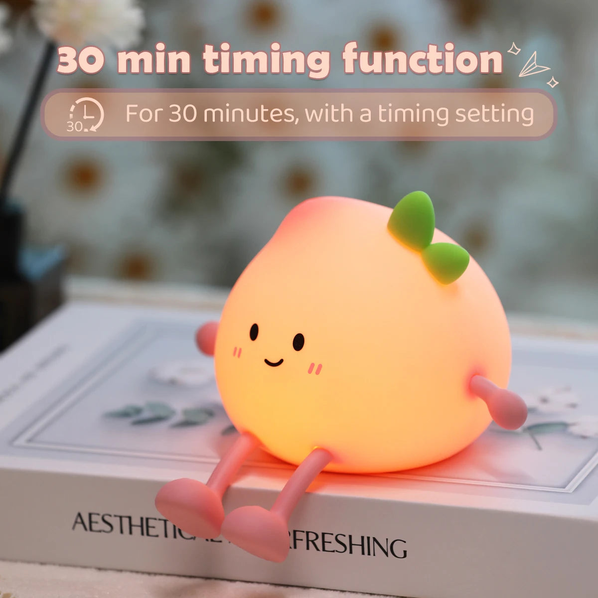 Cute Fruit Night Light Rechargeable Mushroom LED Squishy Night Light 3 Level Dimmable Silicone Nursery Night Lamp For Baby Room