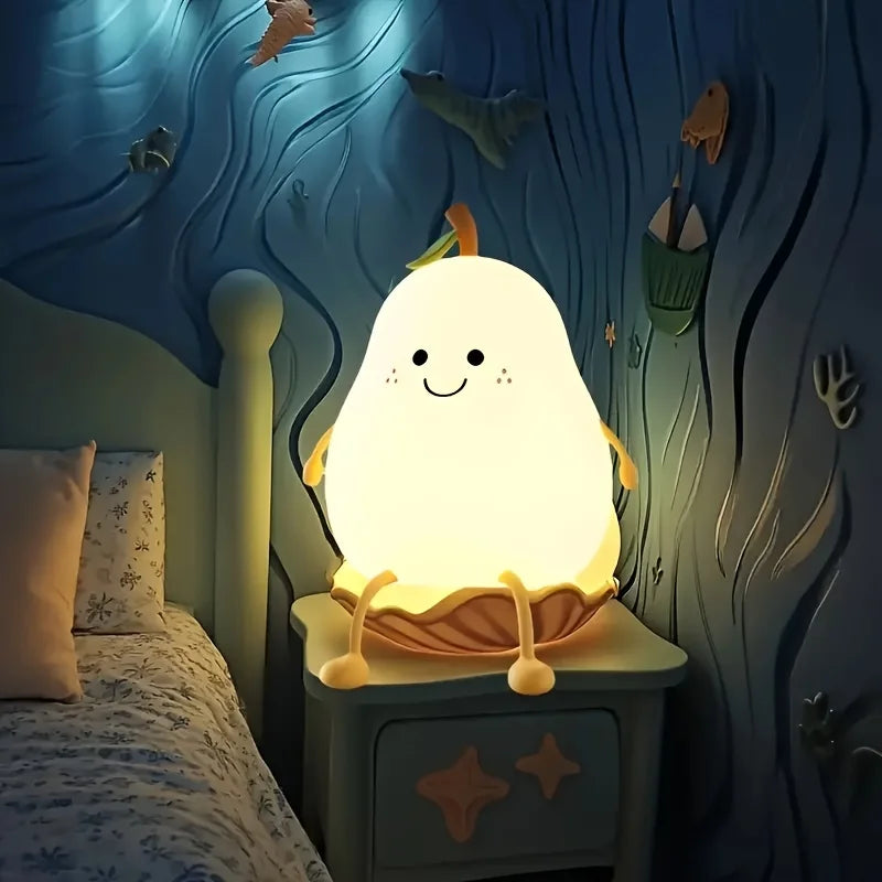 Pear Lamp Magical Night Light 7 Color Changing USB Rechargeable Lamp Creative Cute Decor for Kids Room Dorms Desk & Gift Ideas