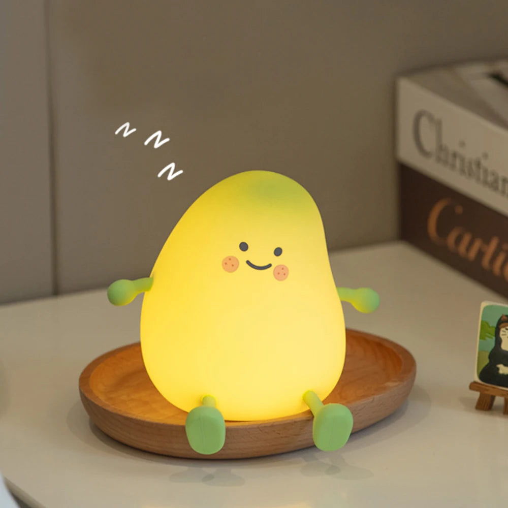 Cute Fruit Night Light Rechargeable Mushroom LED Squishy Night Light 3 Level Dimmable Silicone Nursery Night Lamp For Baby Room