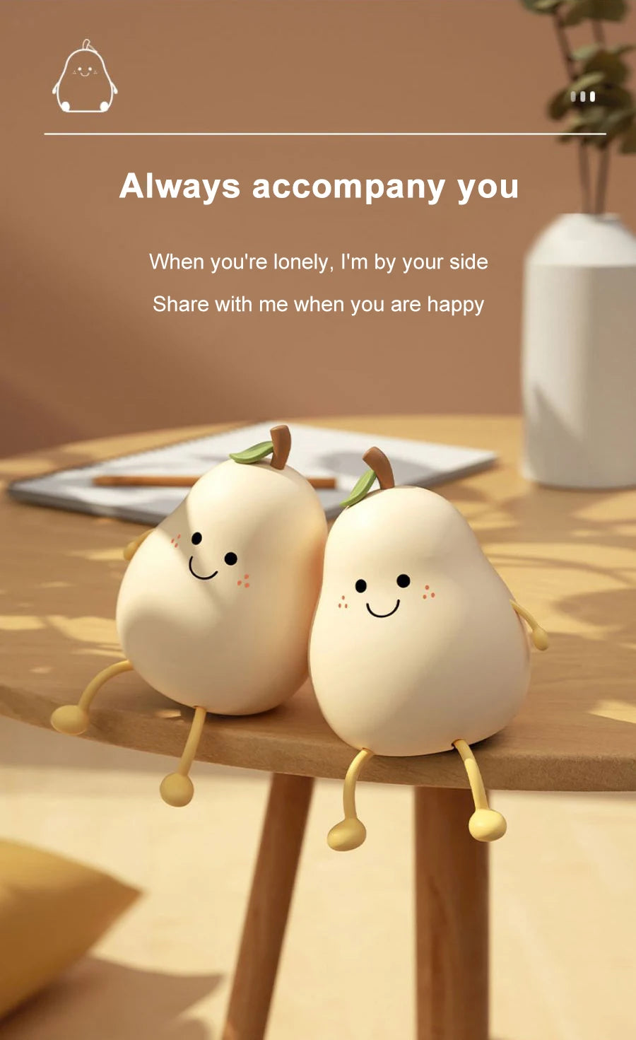 Cute Fruit Night Light Rechargeable Mushroom LED Squishy Night Light 3 Level Dimmable Silicone Nursery Night Lamp For Baby Room