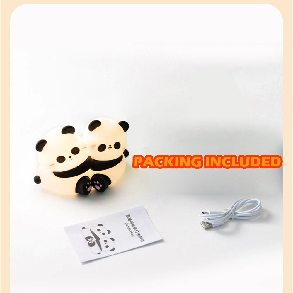 Cute Hug Panda Night Light LED Squishy Animal Night Lamp 3 Level Dimmable Nursery Nightlight for Breastfeeding Toddler Baby Kids