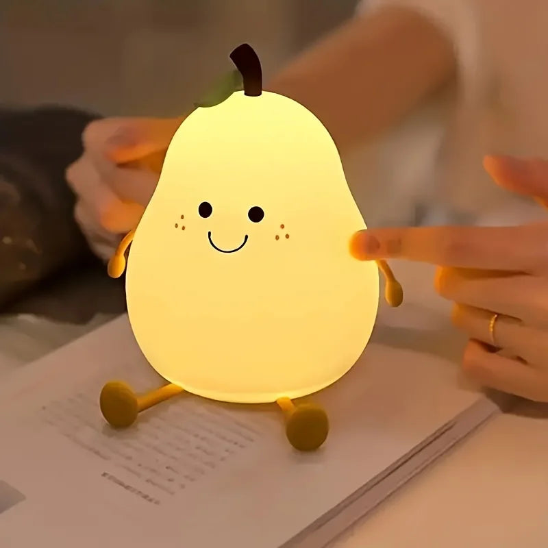 Pear Lamp Magical Night Light 7 Color Changing USB Rechargeable Lamp Creative Cute Decor for Kids Room Dorms Desk & Gift Ideas