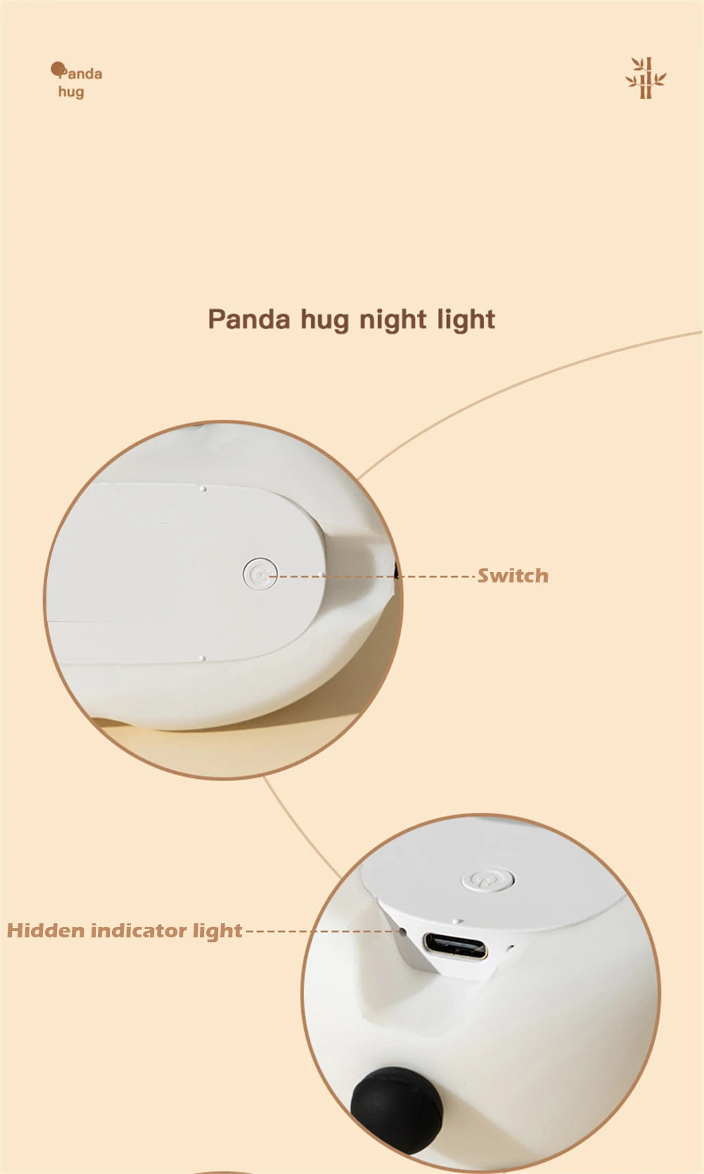 Cute Hug Panda Night Light LED Squishy Animal Night Lamp 3 Level Dimmable Nursery Nightlight for Breastfeeding Toddler Baby Kids