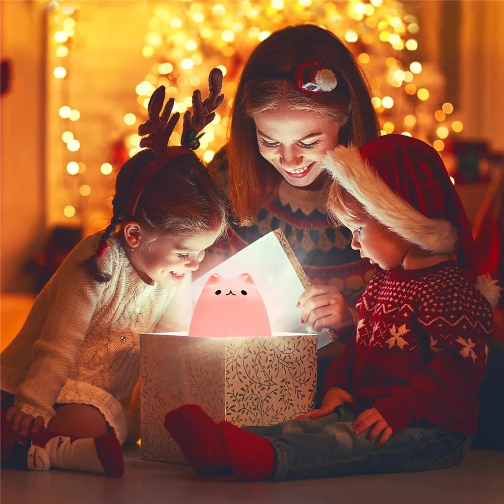 Cat Lamp Cute Night Light Gifts for Women Teen Girls Baby Night Lights for Kids Bedroom Silicone Nightlight for Children Toddler