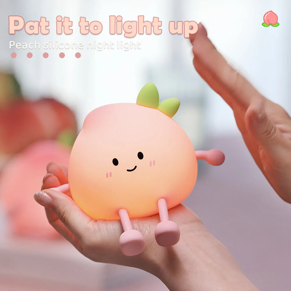 Cute Fruit Night Light Rechargeable Mushroom LED Squishy Night Light 3 Level Dimmable Silicone Nursery Night Lamp For Baby Room