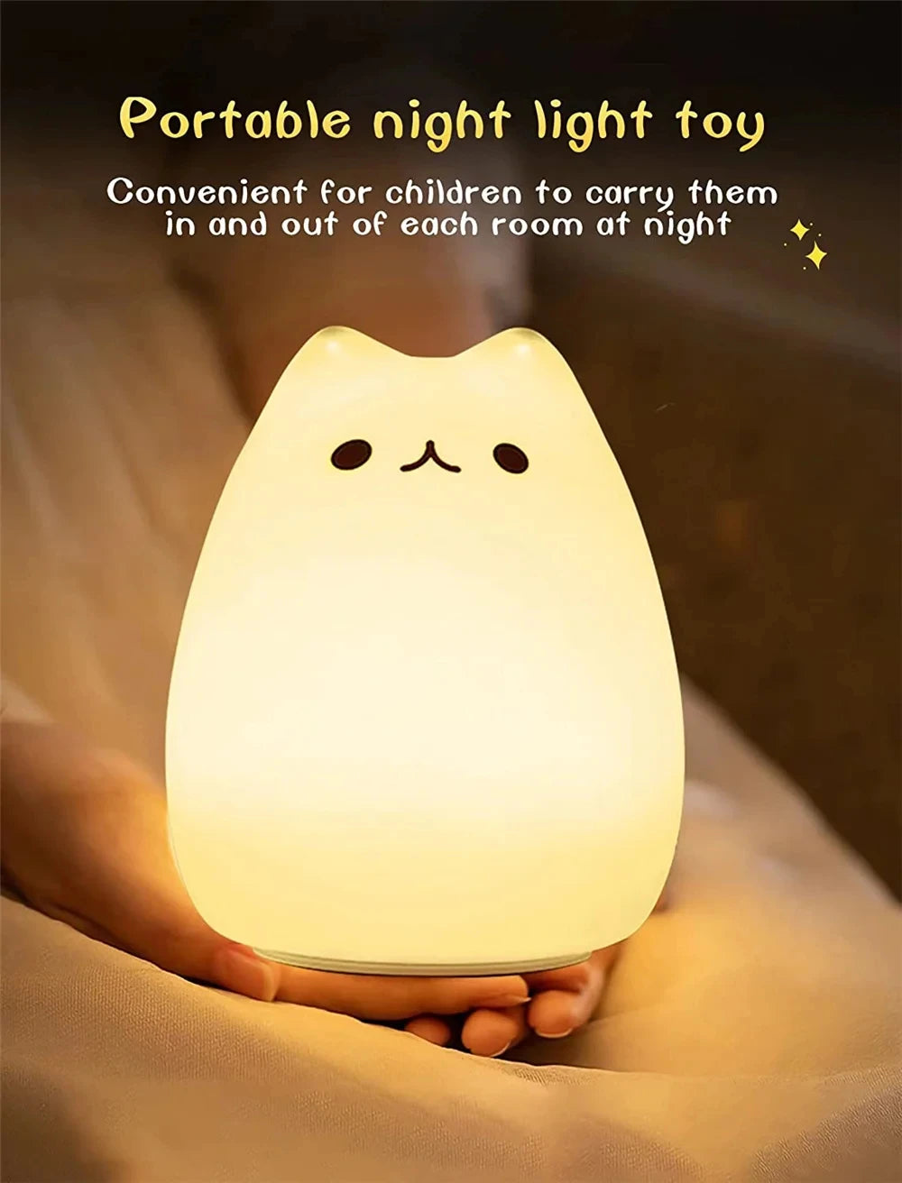Cat Lamp Cute Night Light Gifts for Women Teen Girls Baby Night Lights for Kids Bedroom Silicone Nightlight for Children Toddler