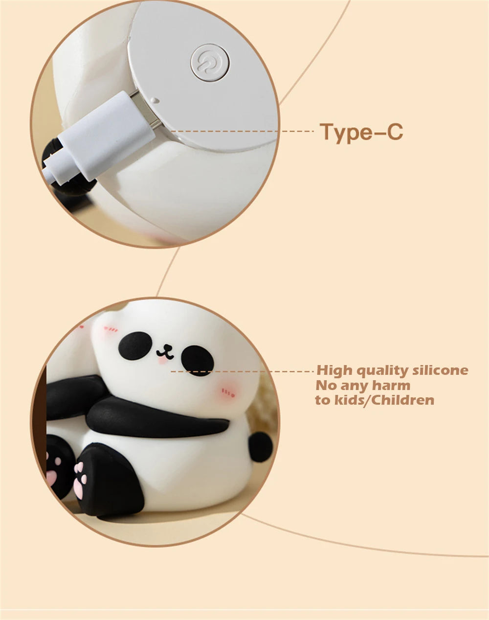 Cute Hug Panda Night Light LED Squishy Animal Night Lamp 3 Level Dimmable Nursery Nightlight for Breastfeeding Toddler Baby Kids