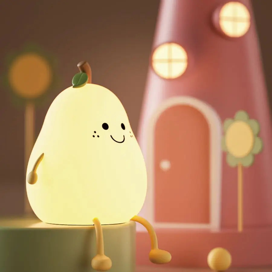 Cute Fruit Night Light Rechargeable Mushroom LED Squishy Night Light 3 Level Dimmable Silicone Nursery Night Lamp For Baby Room