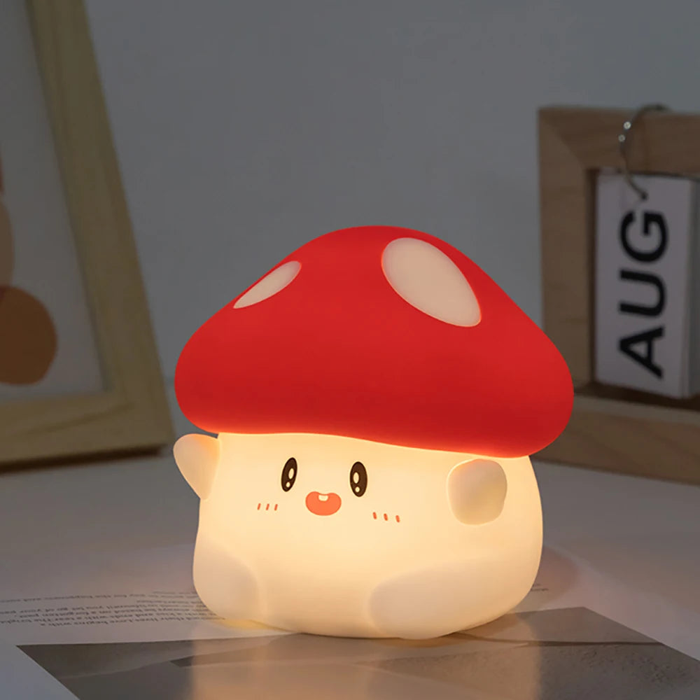 Cute Fruit Night Light Rechargeable Mushroom LED Squishy Night Light 3 Level Dimmable Silicone Nursery Night Lamp For Baby Room