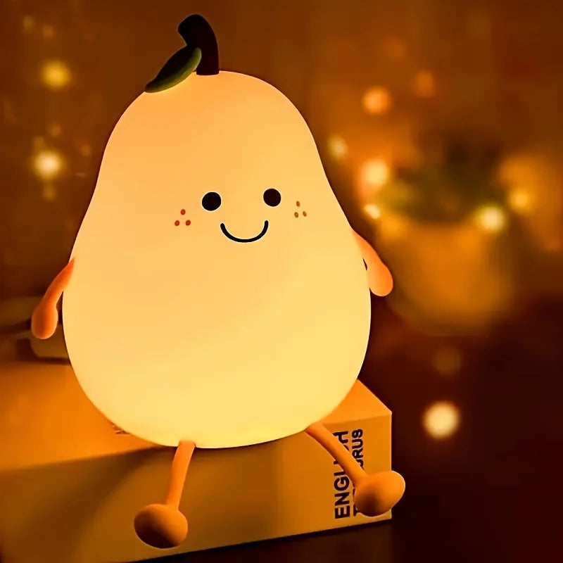 Pear Lamp Magical Night Light 7 Color Changing USB Rechargeable Lamp Creative Cute Decor for Kids Room Dorms Desk & Gift Ideas