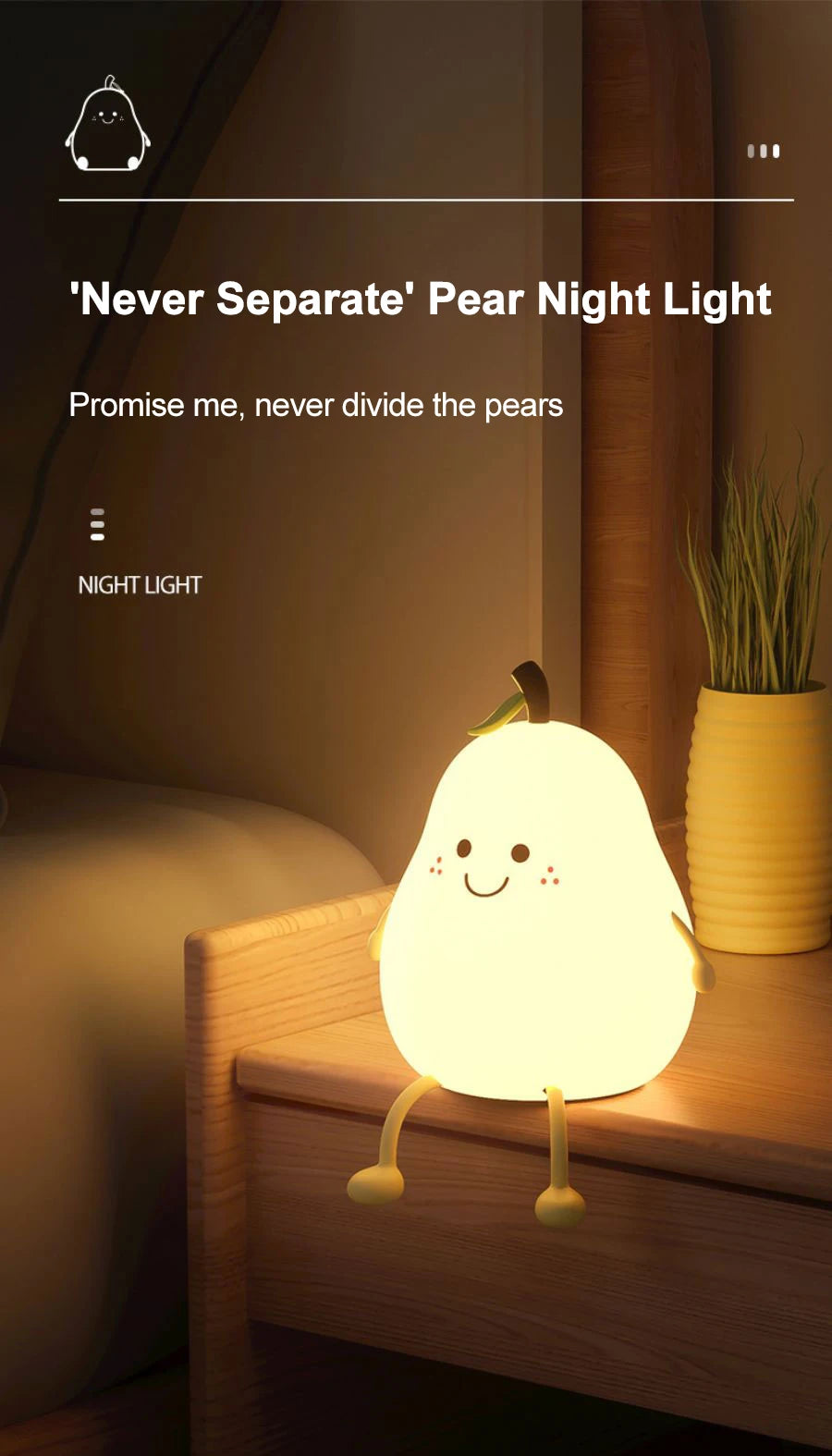 Cute Fruit Night Light Rechargeable Mushroom LED Squishy Night Light 3 Level Dimmable Silicone Nursery Night Lamp For Baby Room