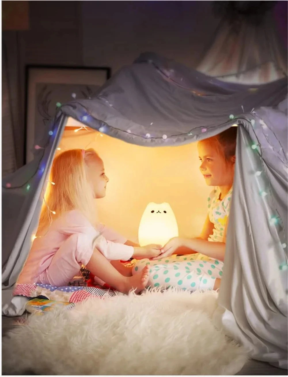 Cat Lamp Cute Night Light Gifts for Women Teen Girls Baby Night Lights for Kids Bedroom Silicone Nightlight for Children Toddler