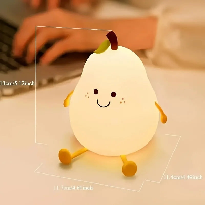 Pear Lamp Magical Night Light 7 Color Changing USB Rechargeable Lamp Creative Cute Decor for Kids Room Dorms Desk & Gift Ideas