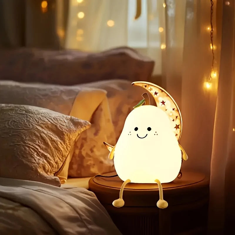 Pear Lamp Magical Night Light 7 Color Changing USB Rechargeable Lamp Creative Cute Decor for Kids Room Dorms Desk & Gift Ideas