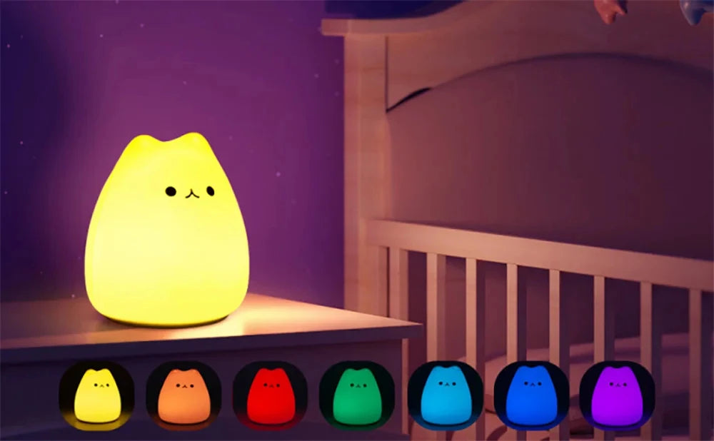 Cat Lamp Cute Night Light Gifts for Women Teen Girls Baby Night Lights for Kids Bedroom Silicone Nightlight for Children Toddler