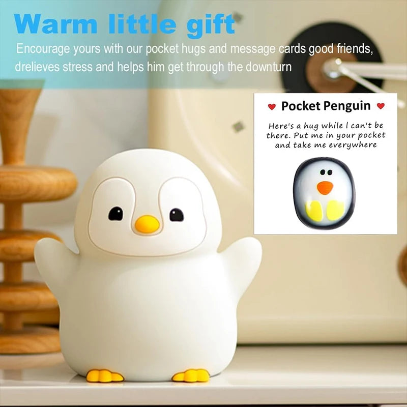 Penguin Night Light,  Animal Themed Squishy Silicone Nursery Lamp with Dimming Timing, USB Rechargeable Bedside Nightlight
