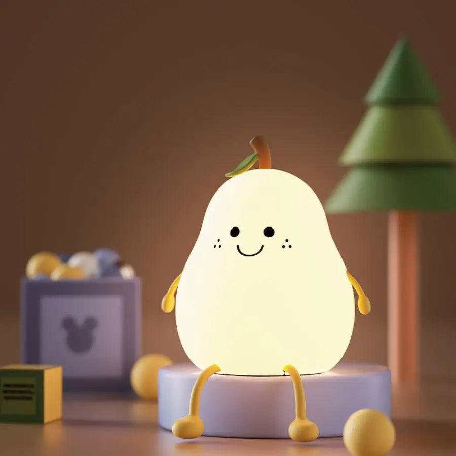Cute Fruit Night Light Rechargeable Mushroom LED Squishy Night Light 3 Level Dimmable Silicone Nursery Night Lamp For Baby Room