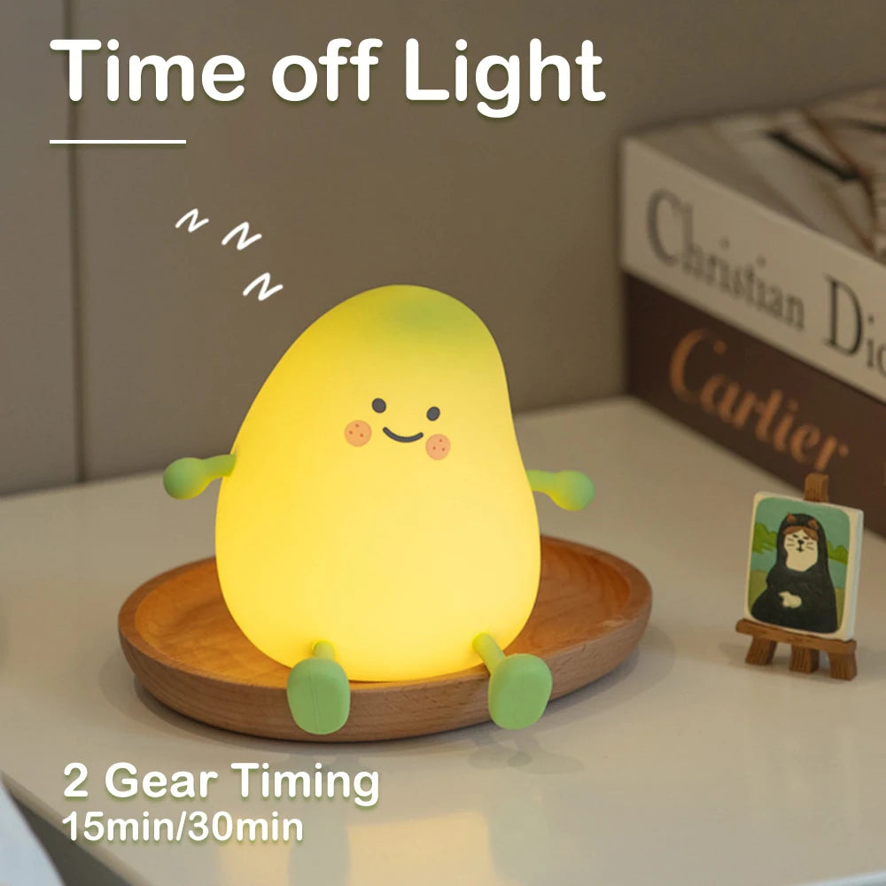 Cute Fruit Night Light Rechargeable Mushroom LED Squishy Night Light 3 Level Dimmable Silicone Nursery Night Lamp For Baby Room