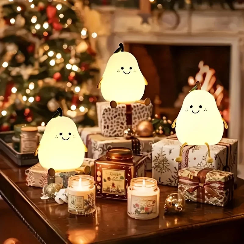 Pear Lamp Magical Night Light 7 Color Changing USB Rechargeable Lamp Creative Cute Decor for Kids Room Dorms Desk & Gift Ideas