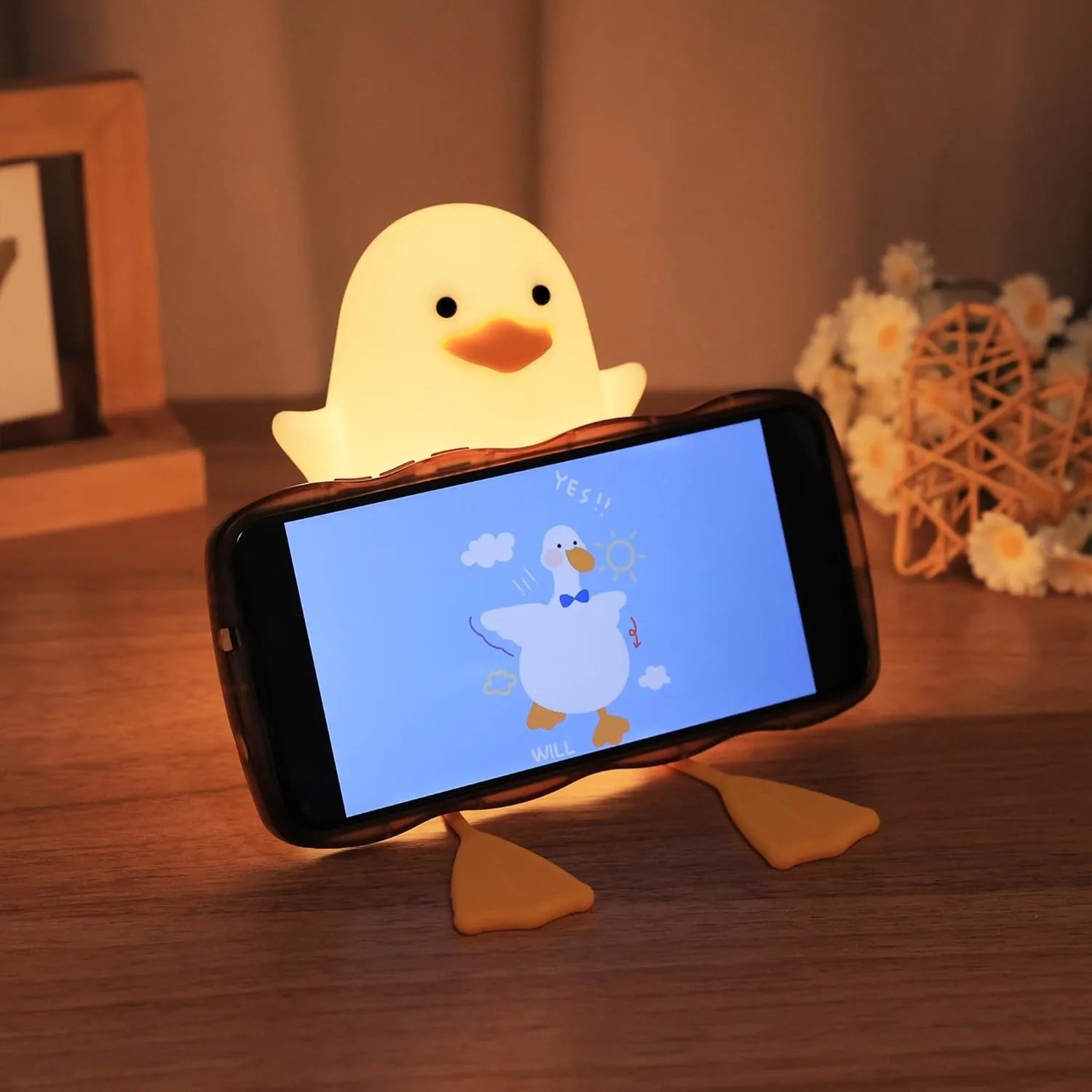 Creative and Fun Duck Silicone Pat Small Night Light Desktop Decoration Atmosphere Light USB Charging Children's Bedroom Light