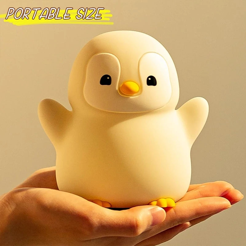 Penguin Night Light,  Animal Themed Squishy Silicone Nursery Lamp with Dimming Timing, USB Rechargeable Bedside Nightlight