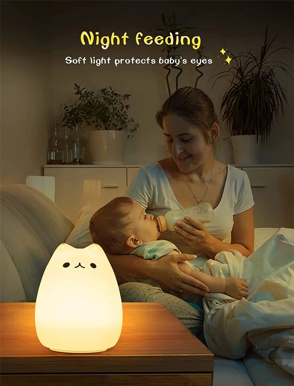 Cat Lamp Cute Night Light Gifts for Women Teen Girls Baby Night Lights for Kids Bedroom Silicone Nightlight for Children Toddler