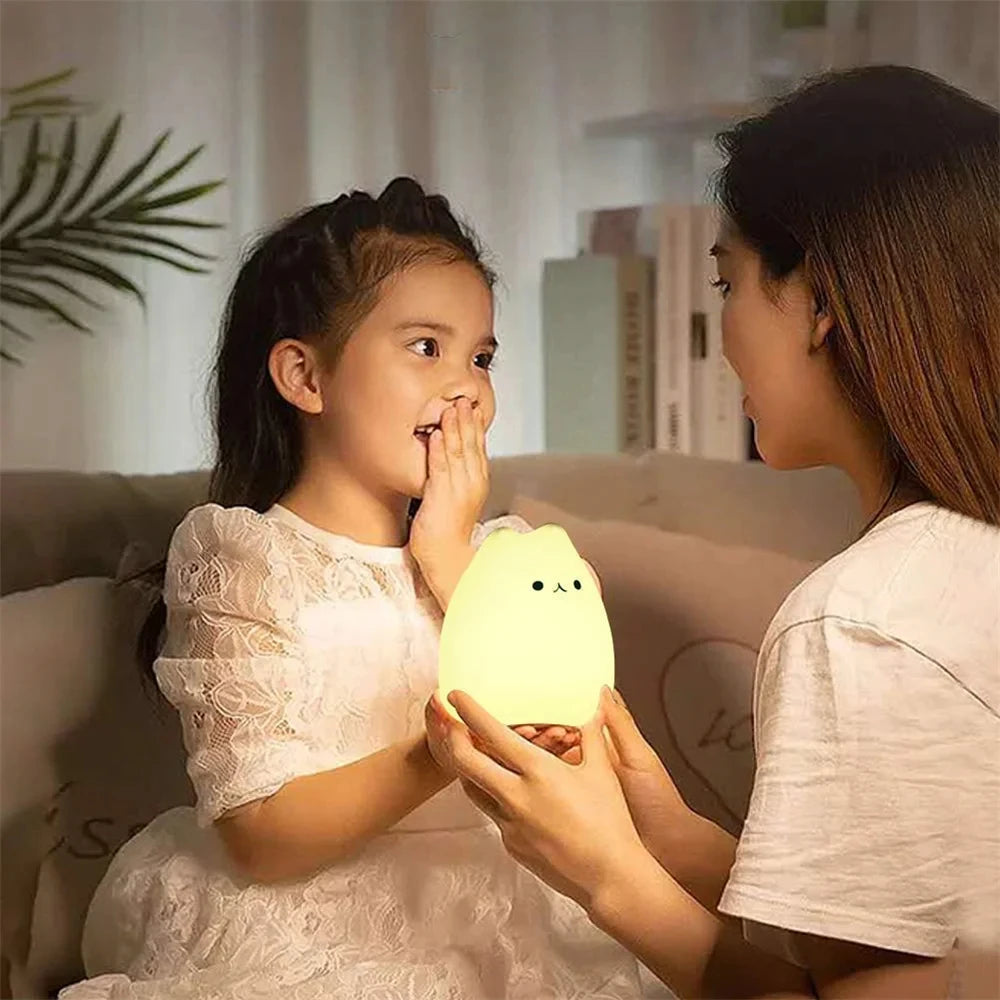 Cat Lamp Cute Night Light Gifts for Women Teen Girls Baby Night Lights for Kids Bedroom Silicone Nightlight for Children Toddler
